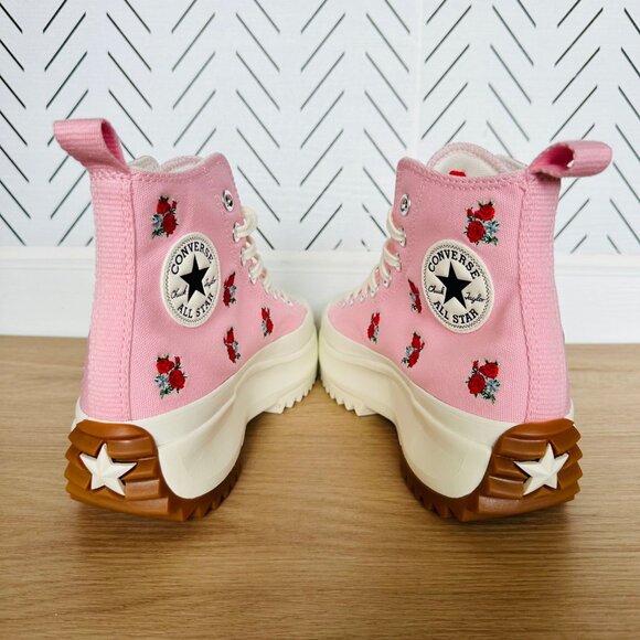⭐Converse Run Star Hike Hi Sz 9.5 Men's Shoes Pink Red Roses Sneakers A05192C - Picture 2 of 10